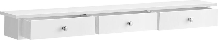 Wandplank Met Laden 80x15x10 cm 3 Ladevakken Wit Zwevend Op Te Hangen E1 MDF Voor Hal Woonkamer of Keuken Max. Draagkracht 15 kg Compact en Stijlvol Eenvoudige Montage