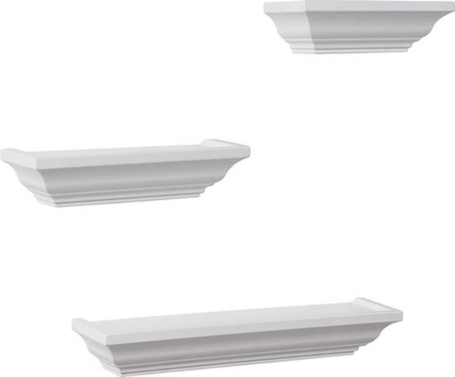 Wandplank Modern Zwevend Barokke stijl Wandrek Boekenplank Fotoplank kinderkamer Zwevende wandplanken tegen muur Hout MDF Zwart Set van 3