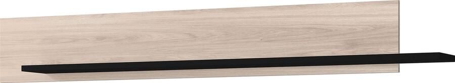 Wandplank Paxos Eiken Zwart Breedte 180 cm Hoogte 25 cm Diepte 20 cm Met planken Zonder deuren