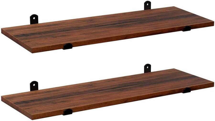 Wandplank set van 2 stuks zwevende planken decoratieve planken gemaakt van stevig en duurzaam materiaal maximaal draagvermogen per plank 15 kg geschikt voor slaapkamer woonkamer keuken en hal 60 x 20 x 7 cm bruin