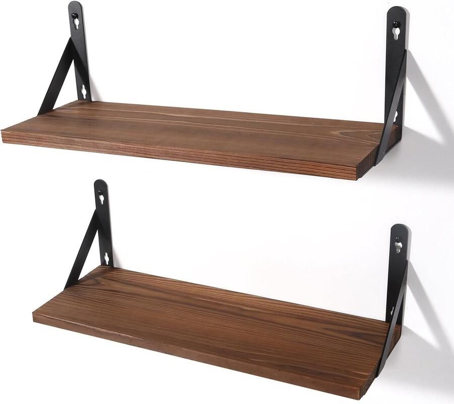 Wandplank set van 2 zwevende planken 42.5 * 15 * 14cm rustiek houten rek wanddecoratie functioneel rek voor keuken kantoor badkamer slaapkamer woonkamer bijkeuken