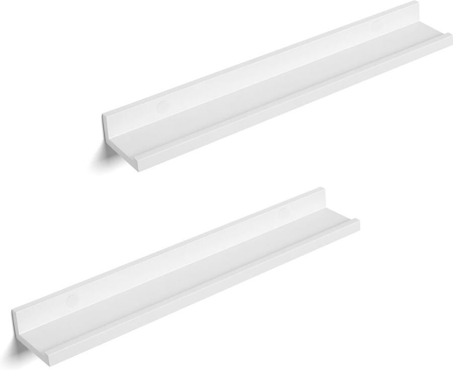 Wandplank set van 2 zwevende planken opbergplanken Stijlvol modern strak hoogglans oppervlak Verborgen montage Geschikt voor keuken woonkamer slaapkamer en badkamer 60 x 10 x 5 cm Wit