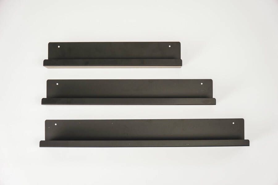 Wandplank set van 3 zwart metaal wanddecoratie woonaccessoires 40 50 60cm wandplank zwevend wandplank zwart industrieel modern