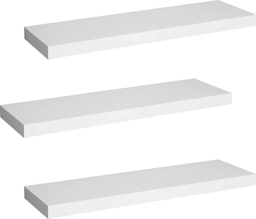 Wandplank Set van 3 Zwevende Planken voor Decoratie en Opslag in Wit Ruimtebesparende MDF Wandplanken (70 x 23 x 3 8 cm)