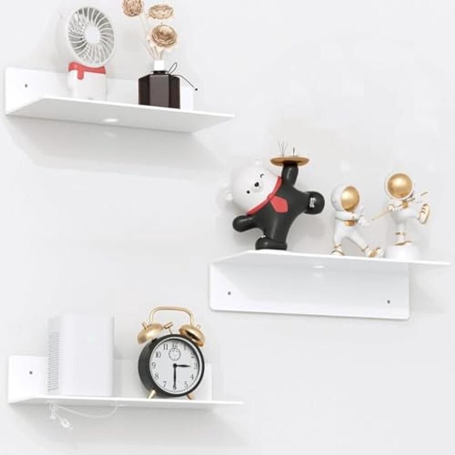 Wandplank Set Van 3 Zwevende Wandplanken Zonder Gaten 30 cm Breed Met Diepte Van 12 cm Geschikt Voor Badkamer Slaapkamer Woonkamer Keuken Wit