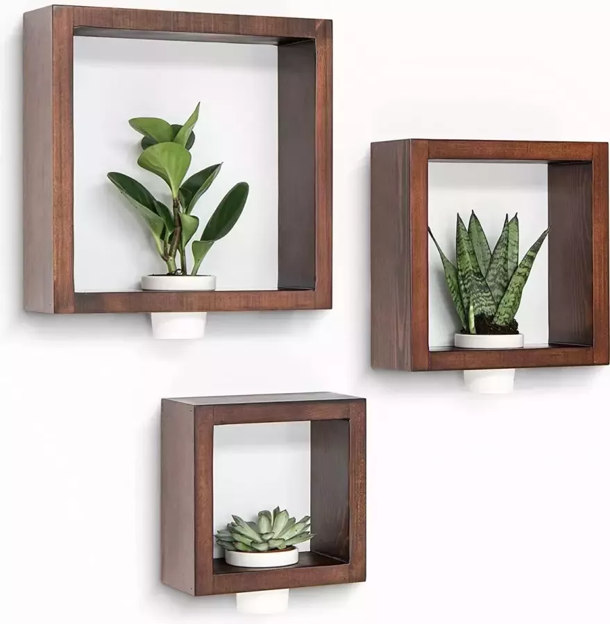 3 stuks wandplanken van hout en metaal wandplanken voor opslag rustieke metaaldraad maximale belasting 20 kg voor woonkamer slaapkamer kantoor badkamer of keuken - Foto 2