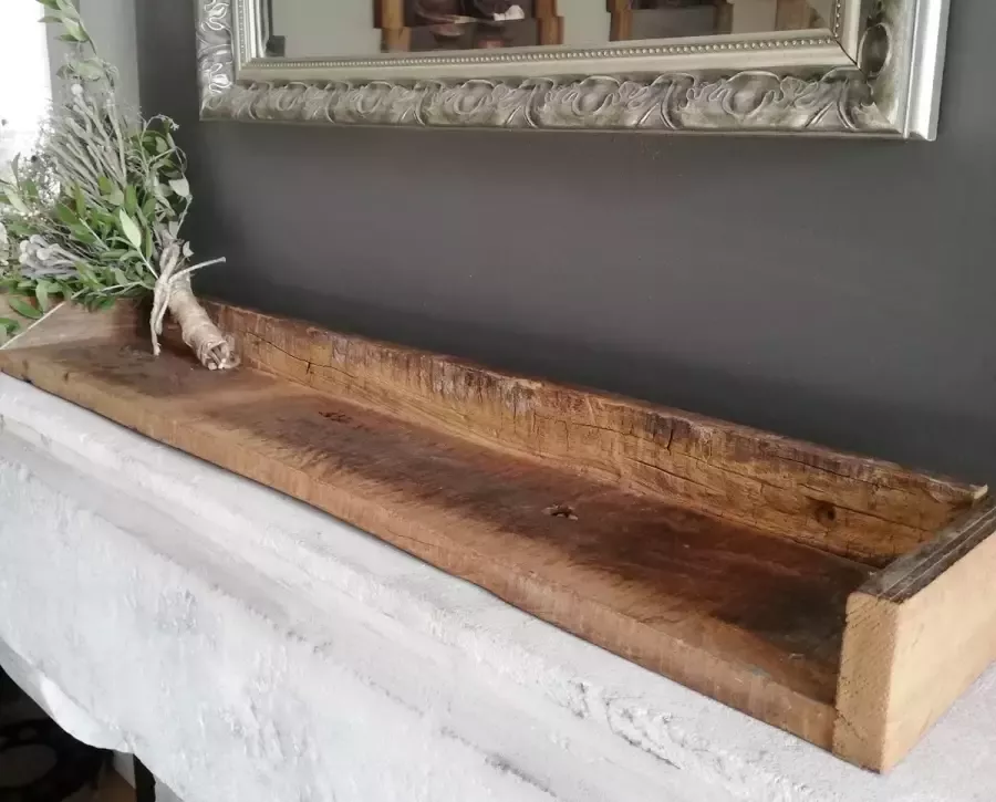 Wandplank stoer hout robuust 80 cm landelijk sober