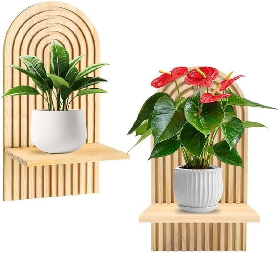 Wandplank van hout Boheemse decoratieve hangplank voor woonkamerdecoratie houten wanddecoratie voor kinderkamer balkon badkamer slaapkamer decoratief rek (houtkleur)