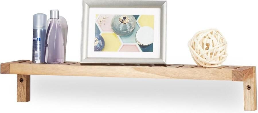 Wandplank van walnotenhout voor badkamer keuken of kinderkamer 10 x 60 x 125 cm natuurlijke afwerking