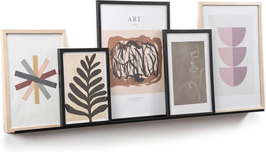 Wandplank voor foto's afbeeldingen en boeken. Modern en minimalistisch ontwerp. Gemaakt van metaal. 110x6cm. Zwarte kleur