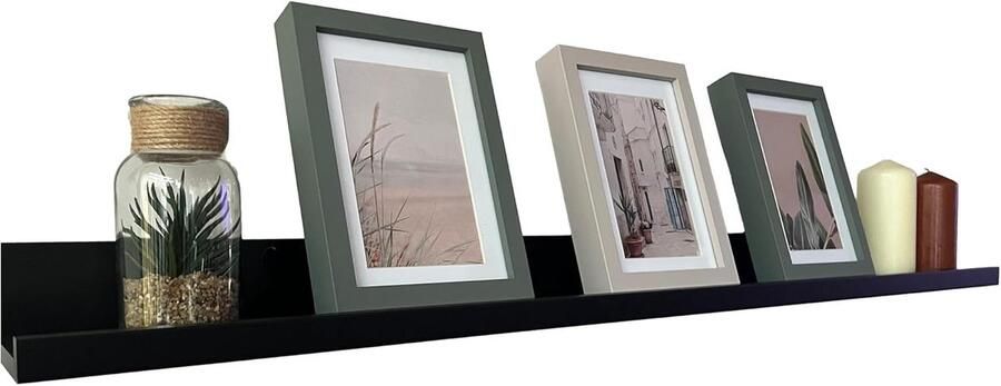 Zwevend Wandrek 50 cm Multifunctionele Plank voor Decoratie Boeken en Fotolijsten in Zwart