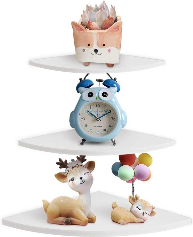 Wandplank voor Hoek Elegante Opbergruimte 1 stuk Wit MDF