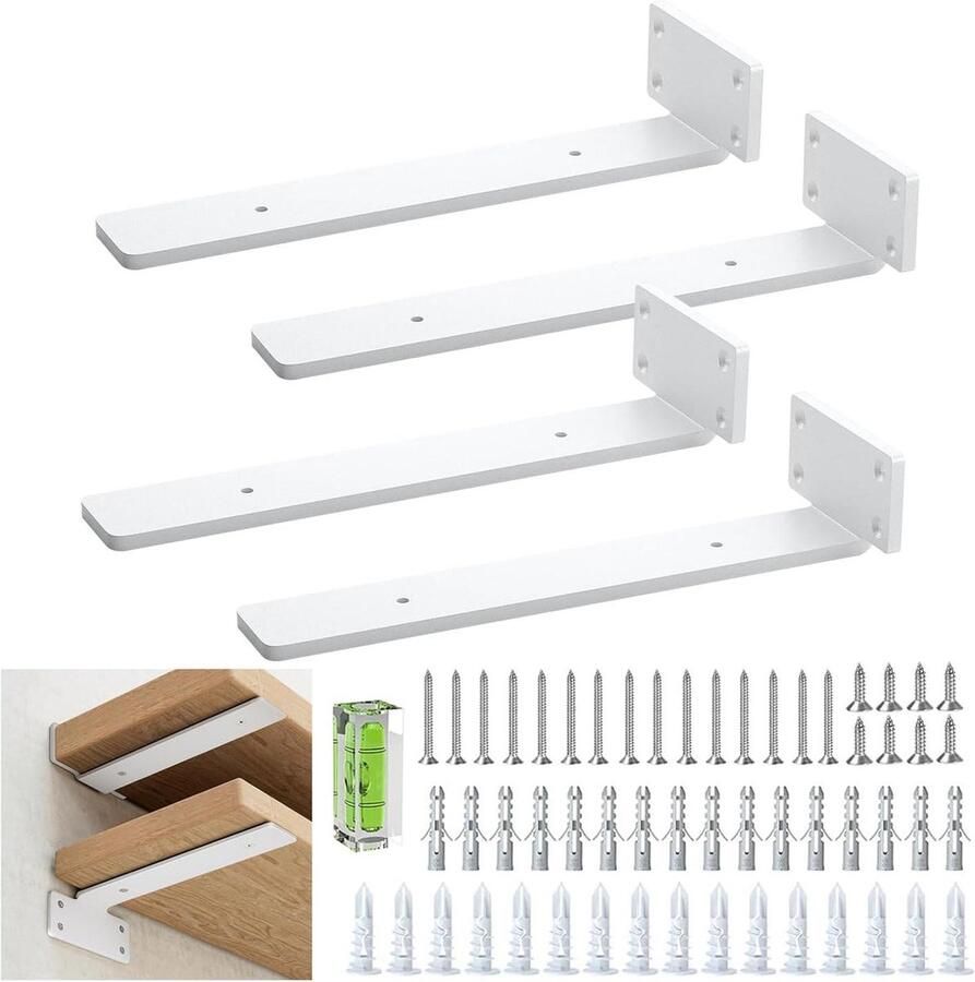 Wandplank voordeelset van 3 zwevende planken hoogglans afwerking decoratieve voorwerpen fotolijsten slaapkamer woonkamer keuken badkamer vintage bruin-zwart wandrek