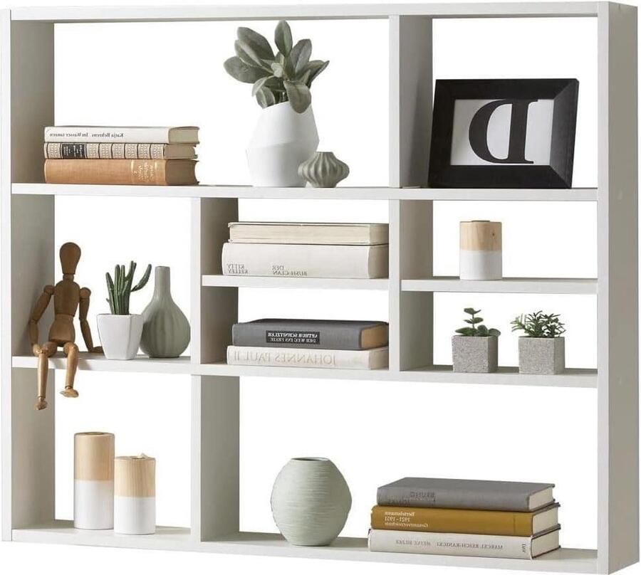 Wandplank Wanddecoratie Geschikt voor elke ruimte 1 stuk Wit Hout 90 x 16 x 78 5 cm