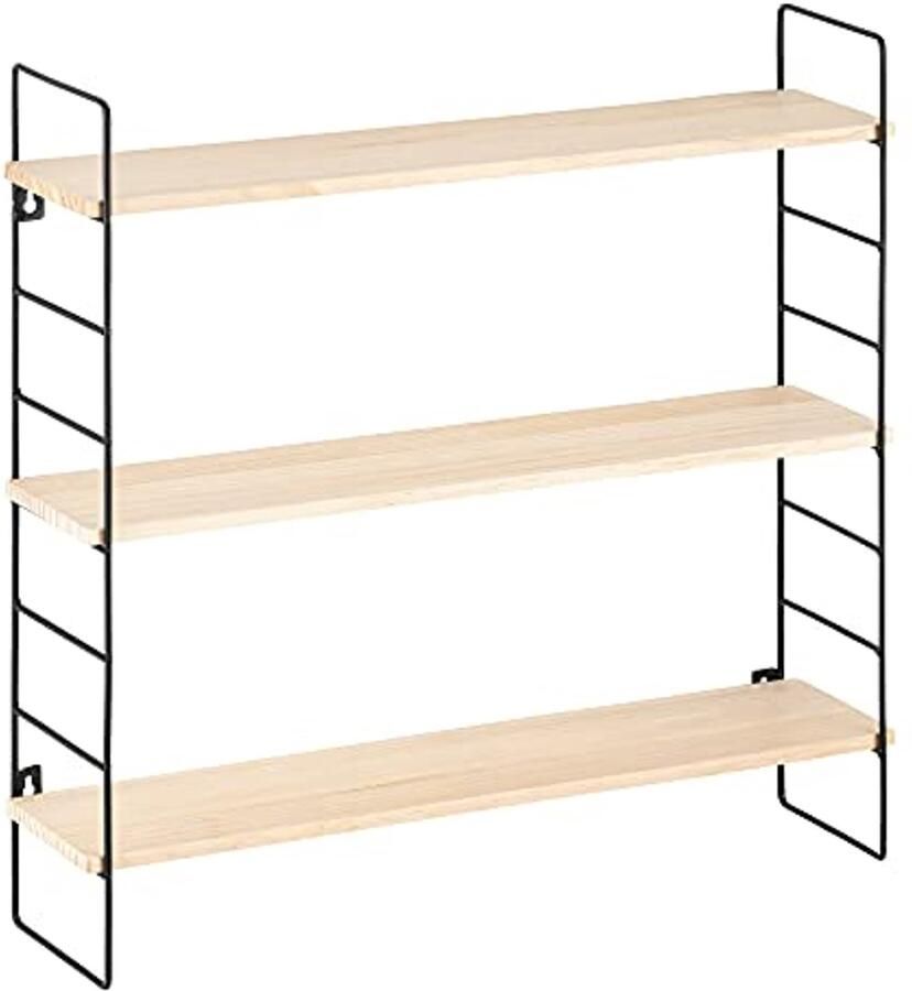 Wandplank Wandmontage Eenheid met 3 Planken Ideaal voor Slaapkamer Badkamer Woonkamer of Keuken 50 x 50 x 12 cm