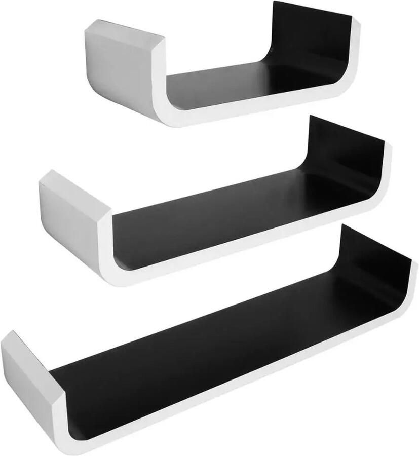 Roroa Wandplank Wandrek Wandplank Zwevend Wandplank Wit & Zwart