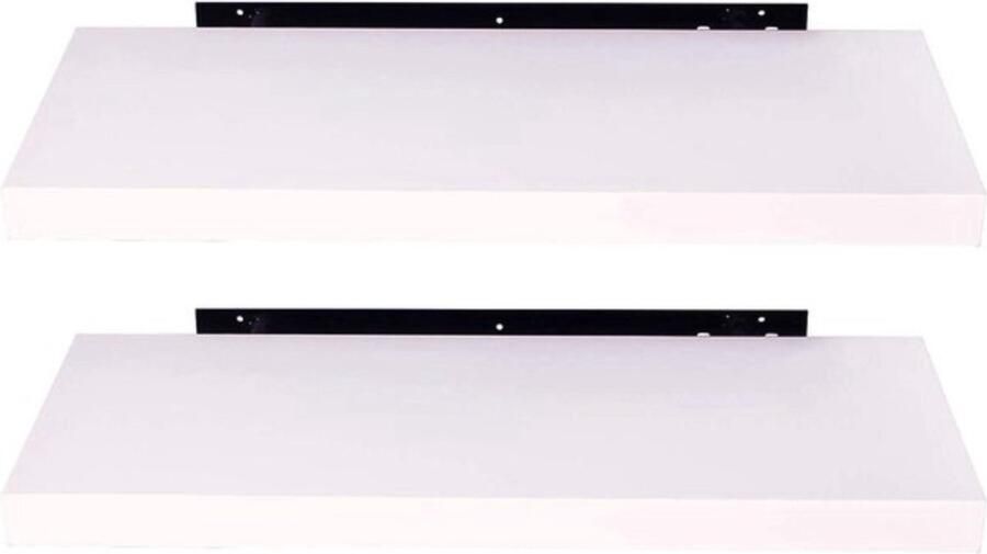 Wandplank Wit 25cm Wandrek Zwevende wandplanken tegen muur Wandrek Fotoplank kinderkamer Boekenplank Hout MDF Set van 2