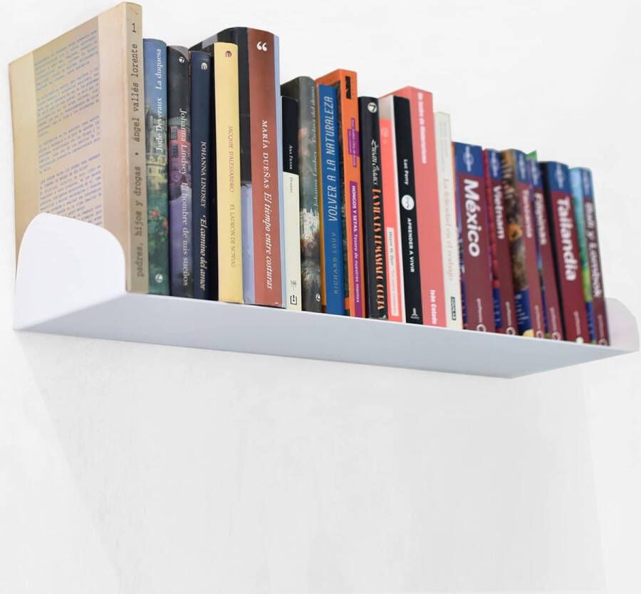 Wandplank wit 60 cm Boekenplankwand Boekenplank hangend Zwevende boekenplank als zwevende boekenplank kantoorplank wanddecoratie onzichtbare boekenplank klein Wit metalen plankje