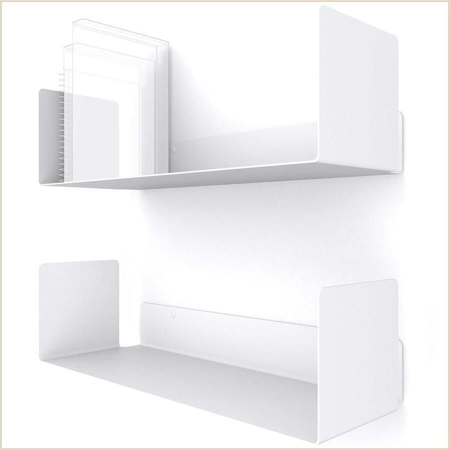 Wandplank wit modern & tijdloos design Set van 2 Eenvoudige montage Wandplank 2x 42cm Boekenkast Planchet voor kantoor & woonkamer