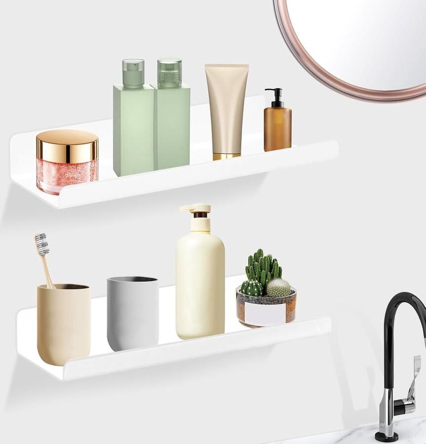 Wandplank Wit Set van 2 Acryl Ruimtebesparend