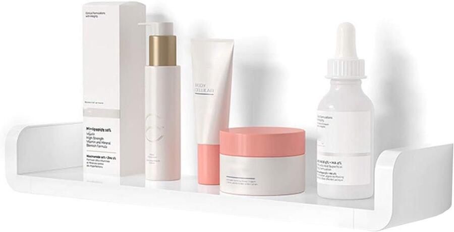 Wandplank Witte zwevende plank decor wandgemonteerde planken geen boren lijm hangende wandplank voor badkamer keuken kantoor woonkamer en slaapkamer opslag L 19 Inch