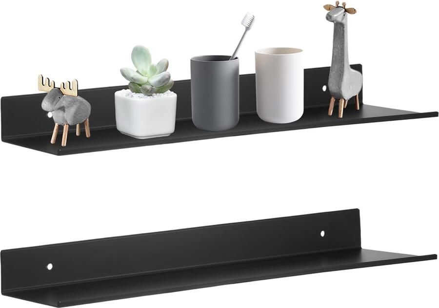 Wandplank zonder boren 2 stuks 40 cm zwart metalen keuken doucheplank zonder boren shampoohouder voor de douche voor keuken badkamer slaapkamer woonkamer kantoor speelkamer