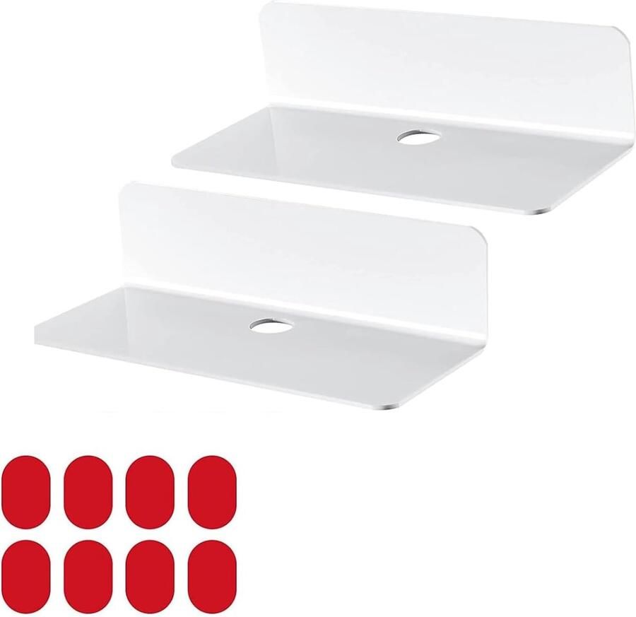 Wandplank zonder boren multifunctioneel 2 stuks wit acryl 23 cm