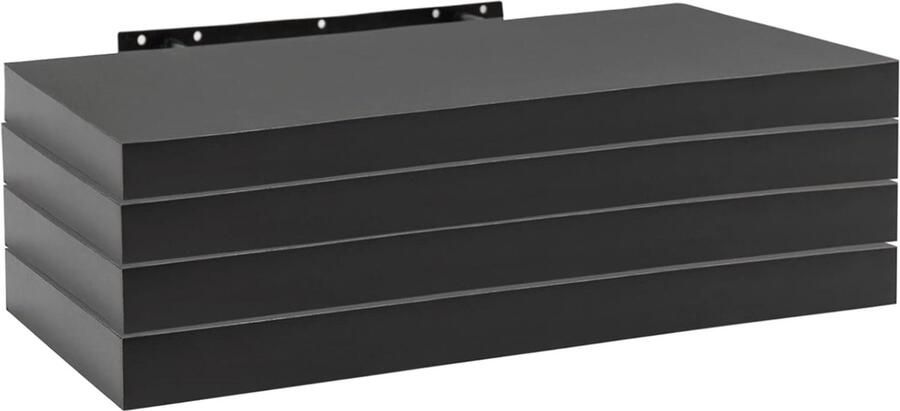 Wandplank Zwevende plank Zwart set van 4 CD plank Hangende plank 60x22 9x3 8cm in MDF RG9319sz-4