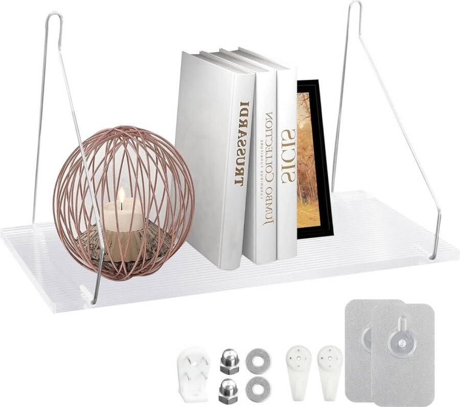 Wandplank Zwevende Planken Hangende Plank Opbergplank Transparant Acryl Zwevende Planken Projector Plank Badkamer Plank Moderne Zwevende Boekenhouder Voor Woonkamer Slaapkamer Badkamer Keuken