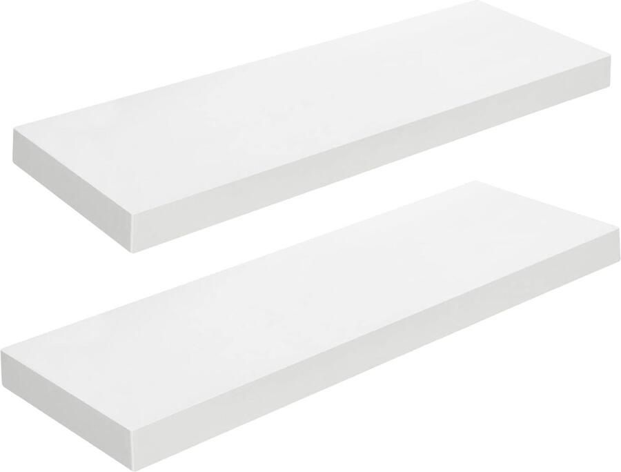 Wandplank zwevende planken set van 2 stevige wandplanken 60 x 20 x 3 8 cm hangplanken met onzichtbare beugels voor badkamer slaapkamer keuken kantoor woonkamer wit
