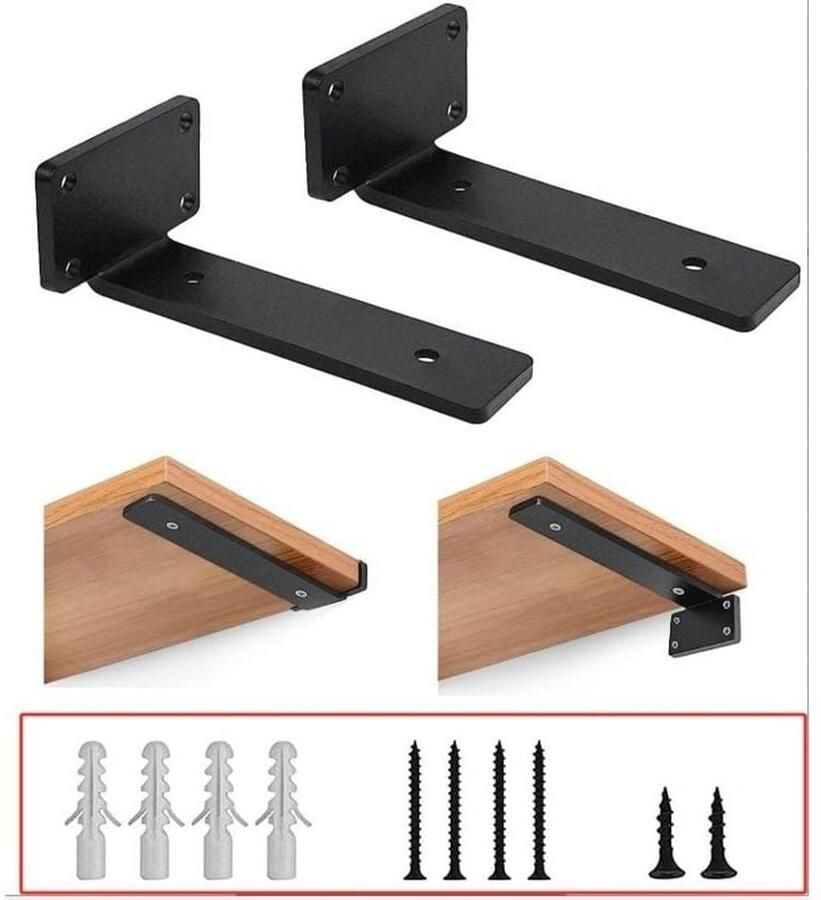 Wandplankbeugel 2 stuks 15 cm heavy-duty beugel 5 mm dik zwart Plankbeugel Wandplank