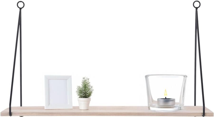 Wandplank boekenplank metaal Paulownia hout 50 x 16 x 29 cm