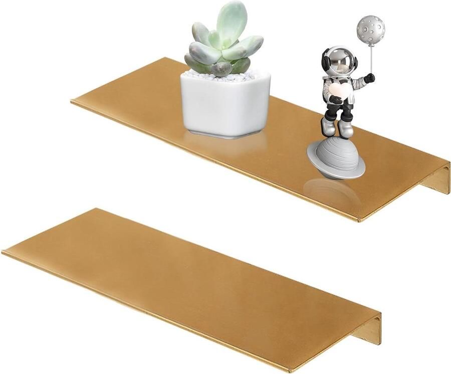 Wandplanken 2 stuks Goud Aluminium Moderne Badkamer Hangende Stalen Planken 30 cm Schroeven