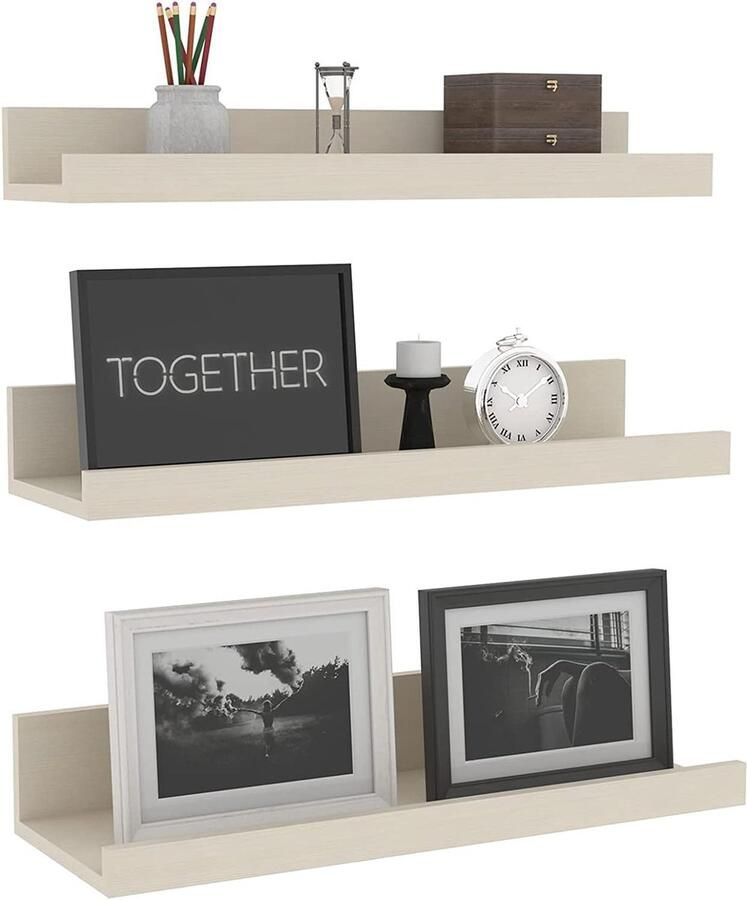 Goodivery Wandplanken gebroken wit set van 3 40 cm wandplanken hout geschikt voor woonkamer slaapkamer keuken kantoor etc