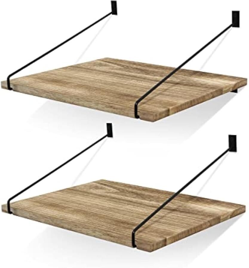 Wandplanken Houten Rustieke Zwevende Planken Brede Set van 2 Hangende 30 cm Diepe Projectorplank Grote Opbergboeken Wandrekken voor Keuken Badkamer Slaapkamer Woonkamer Gang