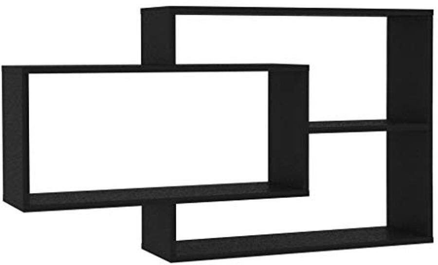 Wandplanken met 3 Open Compartimenten Wandgemonteerd Drijvende Plank voor Decoraties Woonkamer Slaapkamer Kantoor Zwart 104 x 24 x 60 cm