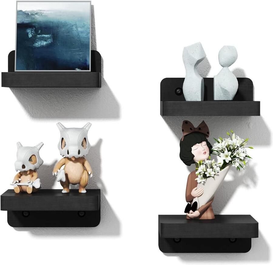 Wandplanken set moderne stijl 4 stuks wit zwart