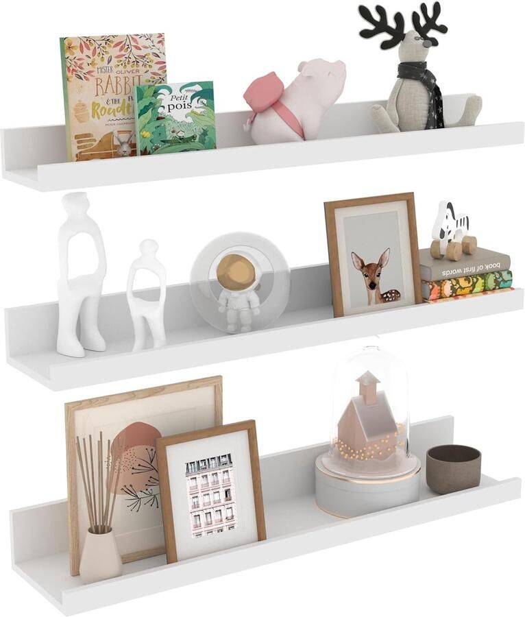 Wandplanken set multifunctioneel 3 stuks wit composiet hout