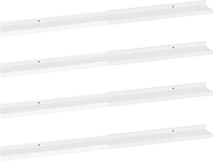 Wandplanken Set van 4 100x9x3 cm Hoogglans Wit