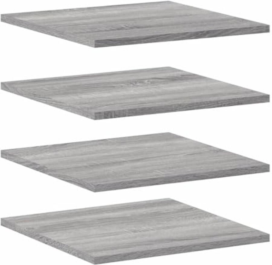 Wandplanken Set van 4 40x40x1.5 cm Houten Wandplank in Grijs Eiken