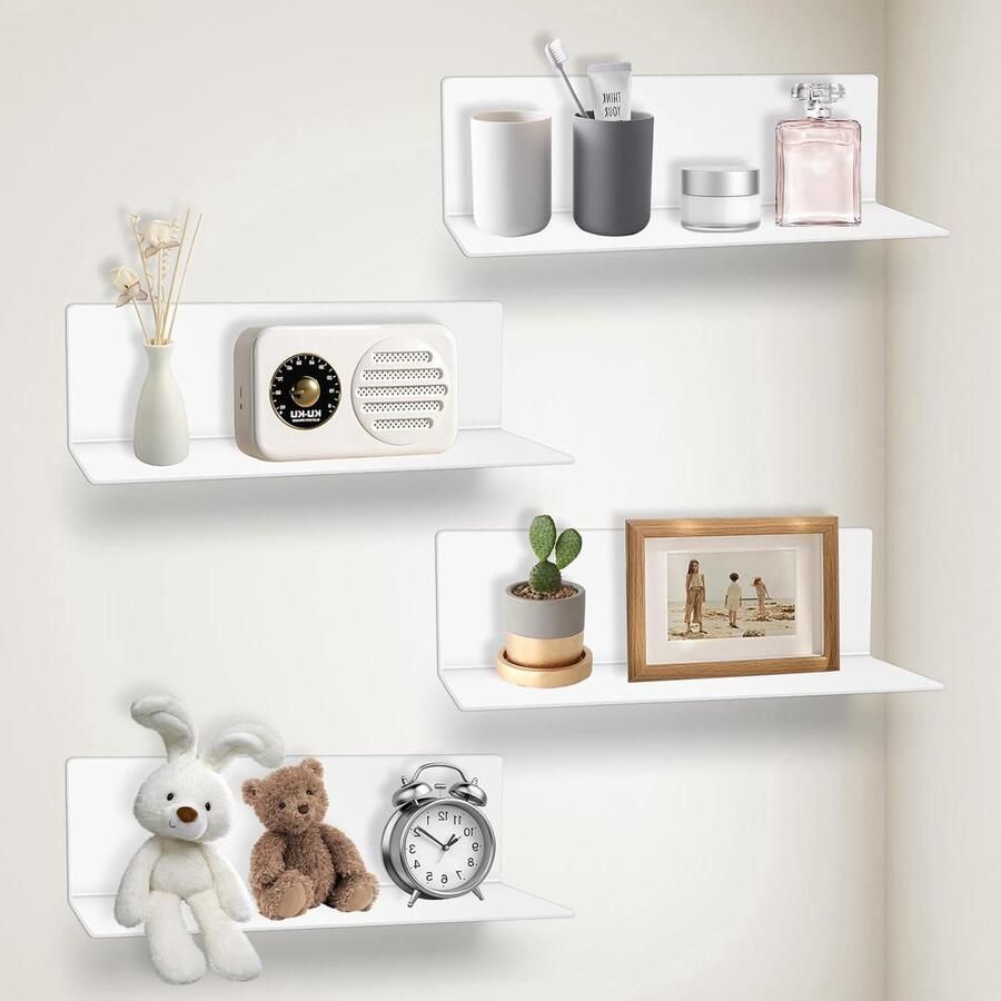 Wandplanken set zelfklevend 4 stuks wit acryl 30 x 11 x 9 cm