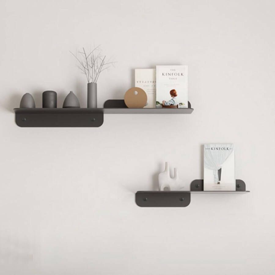 Wandplanken zwart metaal set van 2 lengte 30 40 cm zwevende planken wandplanken voor decoratie fotolijst met 8 schroeven voor bevestiging van de planken