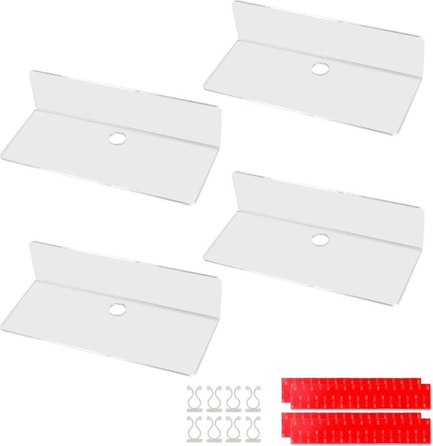 Wandplanken Zwevend Geschikt voor Kantoor en Badkamer 4 Stuks Transparant Acryl 23 x 9 5 cm