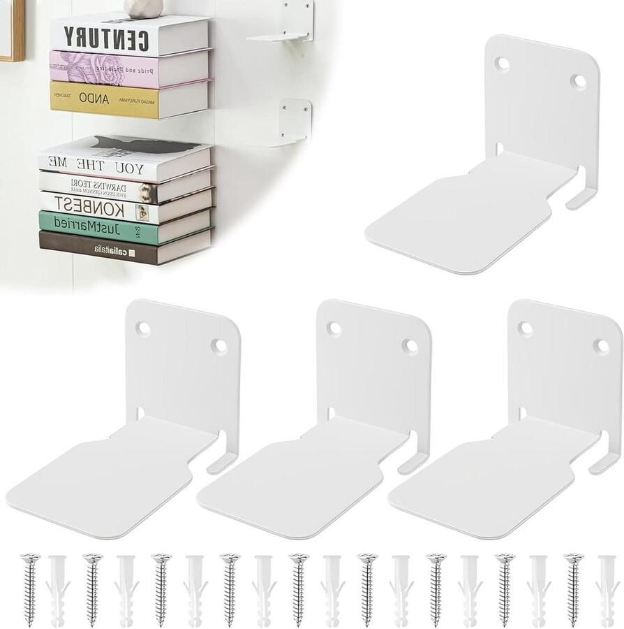 Wandplanken zwevend rek voor badkamer metalen boekenkast 4 stuks muur opslag schroeven onzichtbaar hangend rek