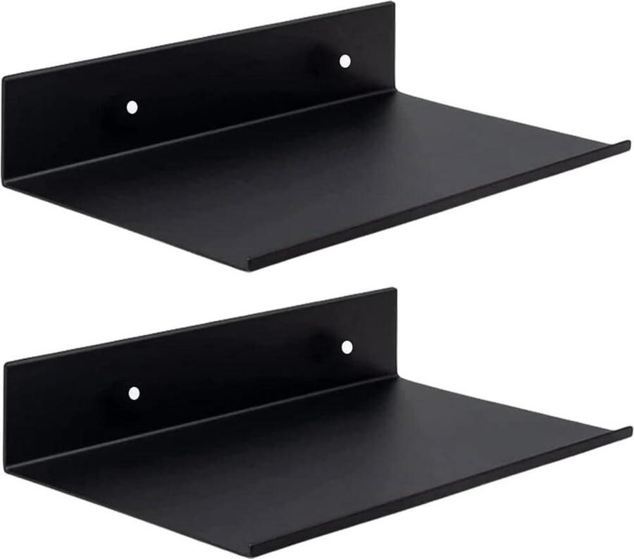 Zwevende Wandplanken ruimtebesparend 2 stuks zwart metaal