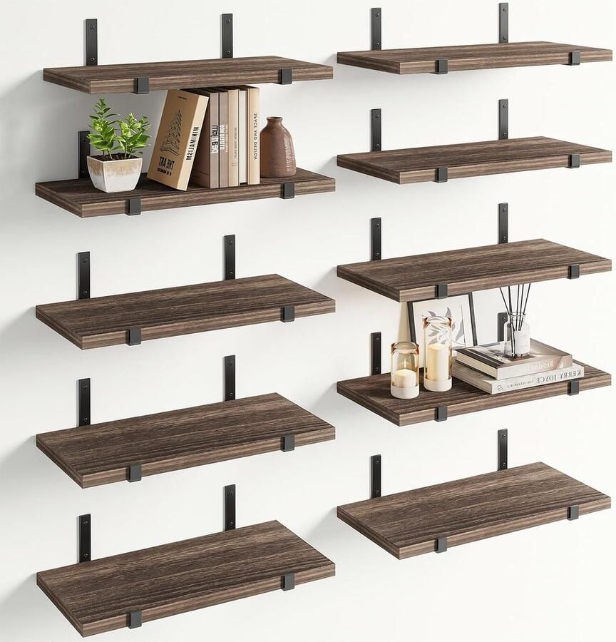 Wandplankenset 10-delige set massief hout ideaal voor organisatie