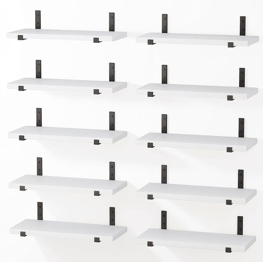 Wandplankenset 10-delige set massief hout voor decoratie en organisatie