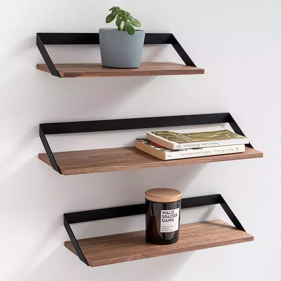 Wandgarderobe met plank sweet home decoratie kledinghaken muur met 5 metalen haken garderobelijst voor hangende hoeden kleding in de ingang woonkamer slaapkamer bruin