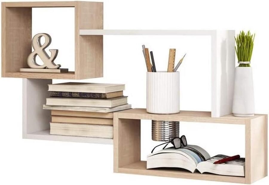 Wandplank Hangplank Boekenplank In Sonoma Eiken Wit Mat 54X87Cm