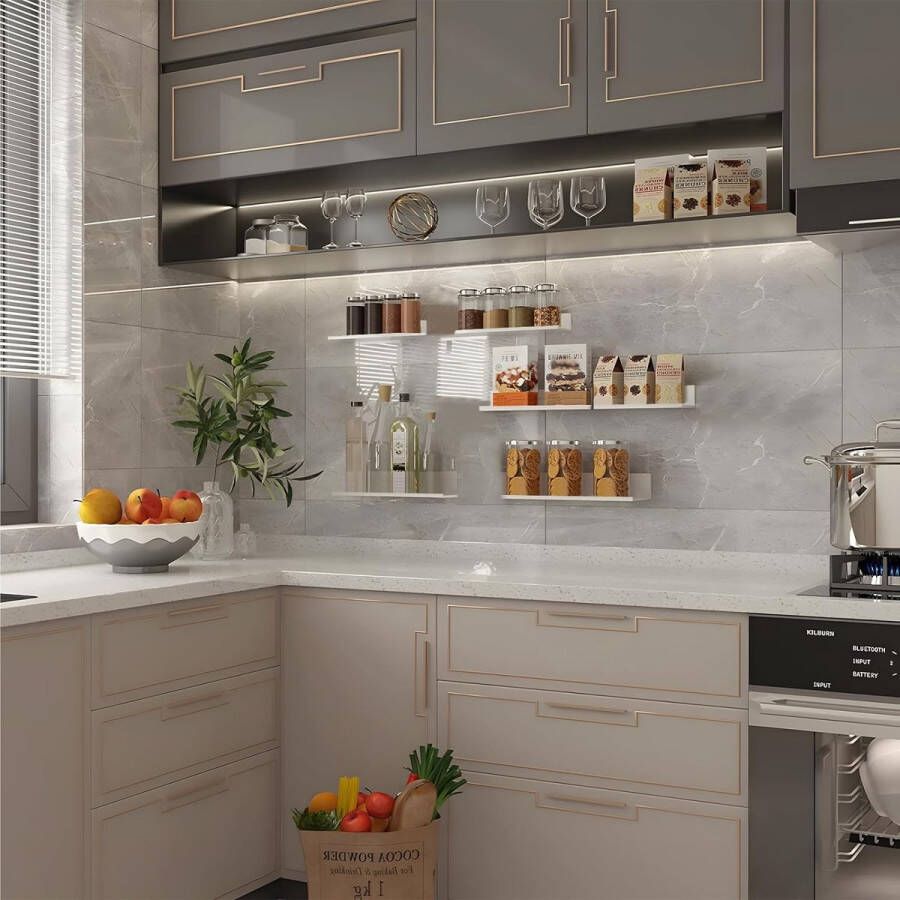 Wandrek 2 stuks 40 cm wit metaal doucherek zonder boren doucheplank zwevende plank wandplank om te plakken wandplank hangrek boekenrek plank voor badkamer voor woonkamer